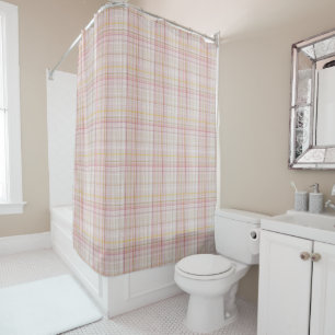 Taupe and Pink Colourful Plaid  Shower Curtain