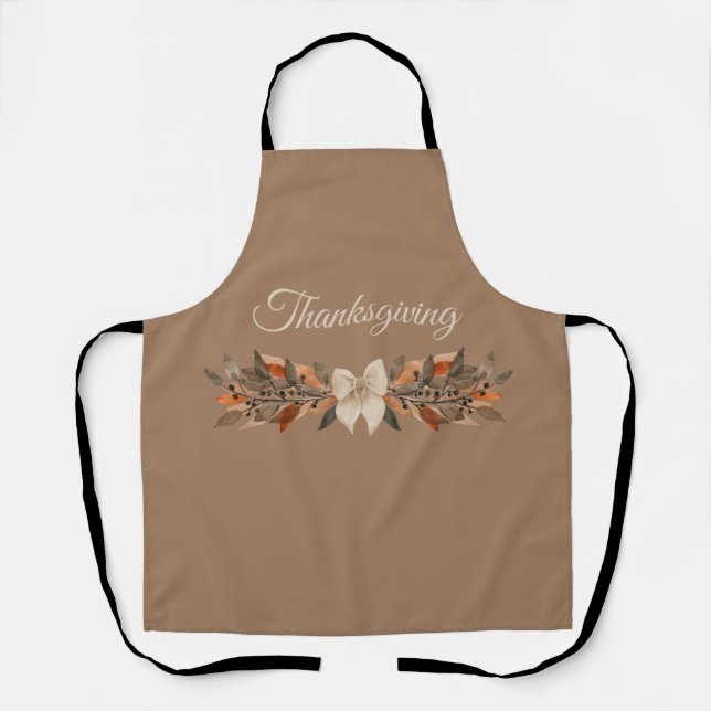 Taupe and Rust Thanksgiving Leaf Apron (Front)