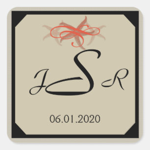 Taupe and Tangerine Seaside Monogram Sticker