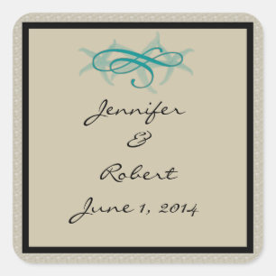 Taupe and Teal Seaside Wedding Envelope Seal