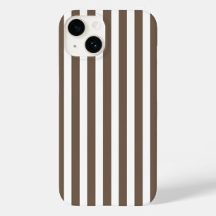 Taupe and white candy stripes Case-Mate iPhone 14 case
