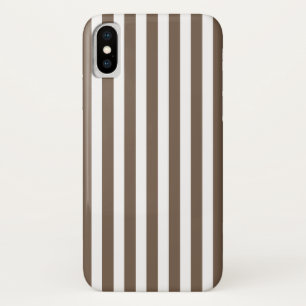 Taupe and white candy stripes iPhone x case
