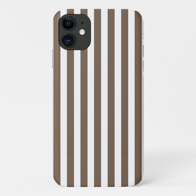 Taupe and white candy stripes Case-Mate iPhone case (Back)
