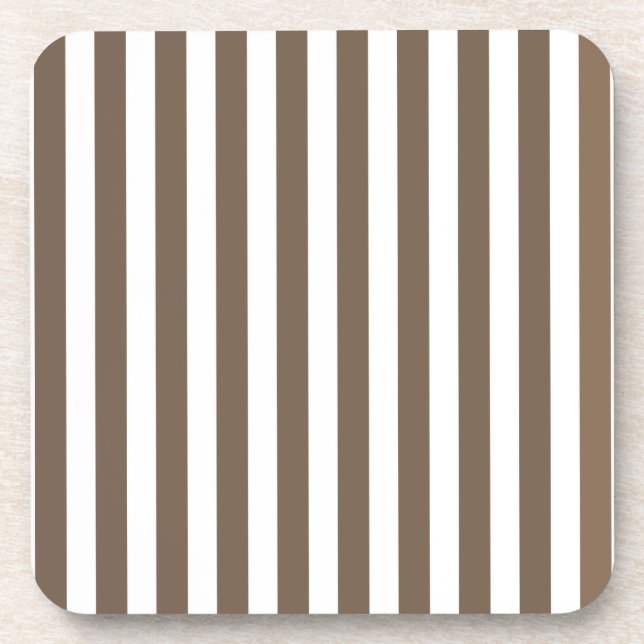 Taupe and white candy stripes coaster (Front)