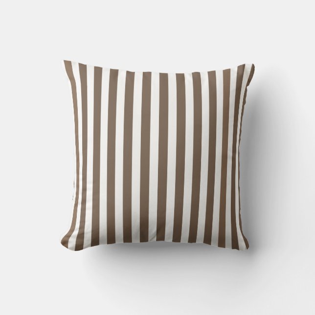 Taupe and white candy stripes cushion (Front)