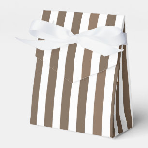 Taupe and white candy stripes favour box