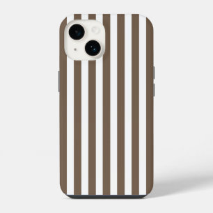 Taupe and white candy stripes iPhone 14 case