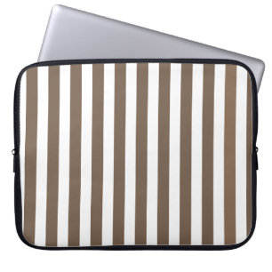 Taupe and white candy stripes laptop sleeve