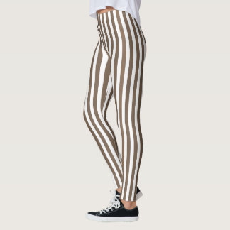 Taupe and white candy stripes leggings