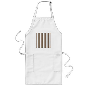 Taupe and white candy stripes long apron