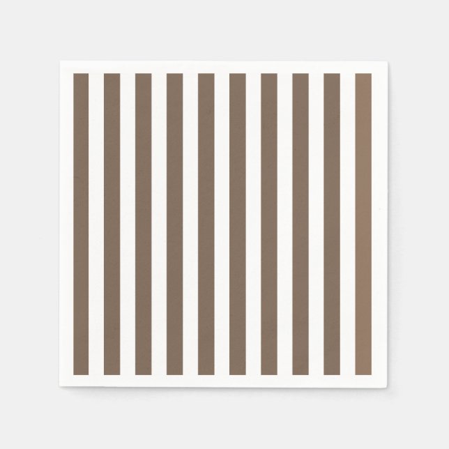 Taupe and white candy stripes napkin (Front)
