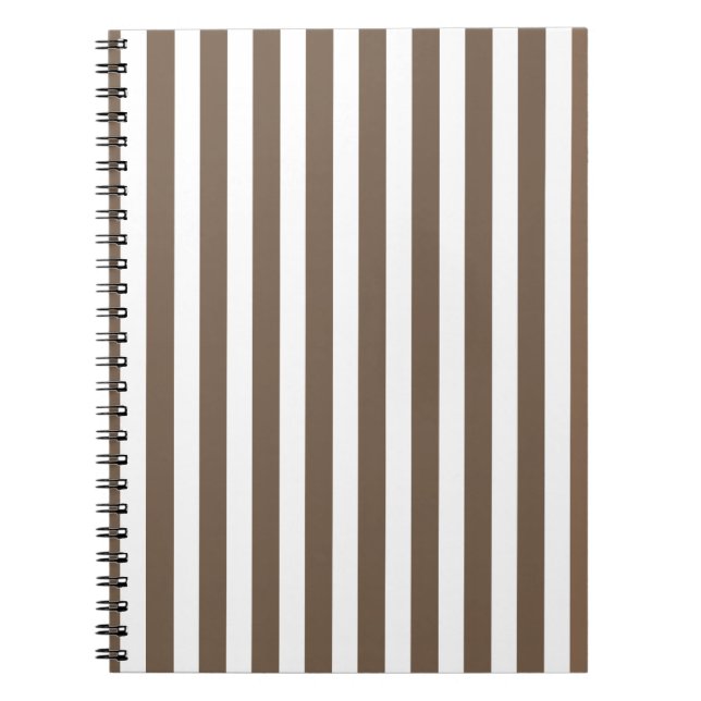 Taupe and white candy stripes notebook (Front)