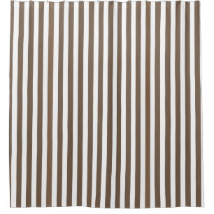 Taupe and white candy stripes shower curtain