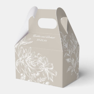 Taupe and White Elegant Floral Wedding Favour Box
