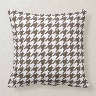 Taupe and White Houndstooth Pattern Cushion