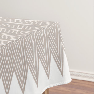Taupe And White Modern Abstract Geometric Design Tablecloth