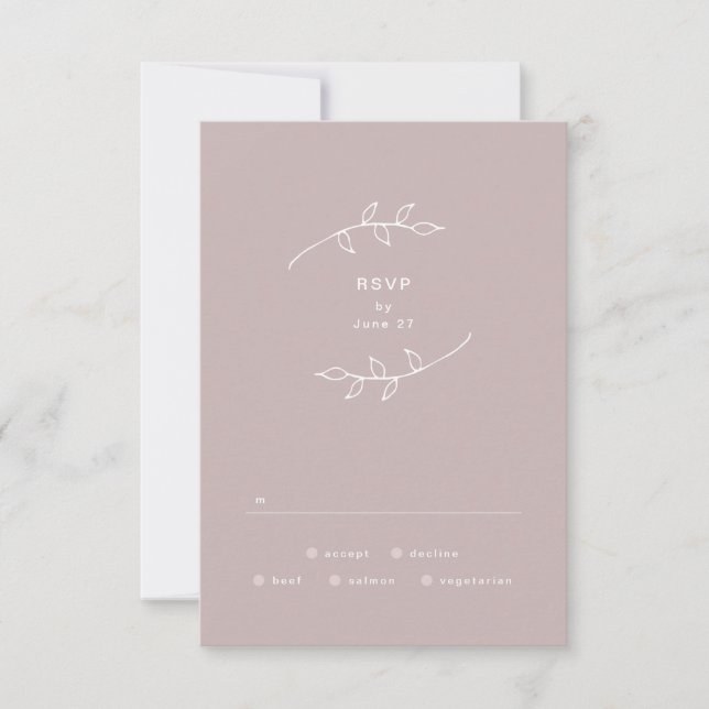 Taupe and White Simple Wreath Wedding RSVP (Front)