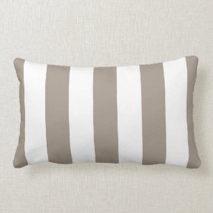 Taupe and White Wide Stripe Pillow