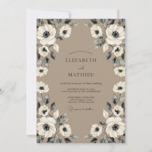 Taupe Atmospheric Autumnal Wedding Invitation