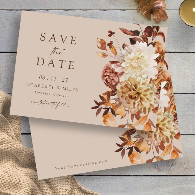 Taupe Autumn Leaves Save The Date (Taupe Watercolor Autumn Leaves Save The Date by Painted Paperie
)