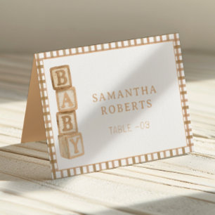 Taupe Baby Blocks Editable Tent Cards Place Card