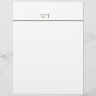 Taupe Bar Monogram Personalised Letterhead