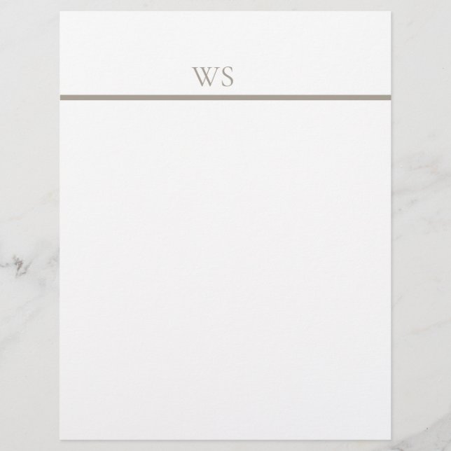 Taupe Bar Monogram Personalised Letterhead (Front)