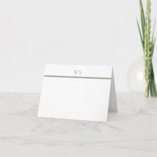Taupe Bar Monogram Personalised Note Card