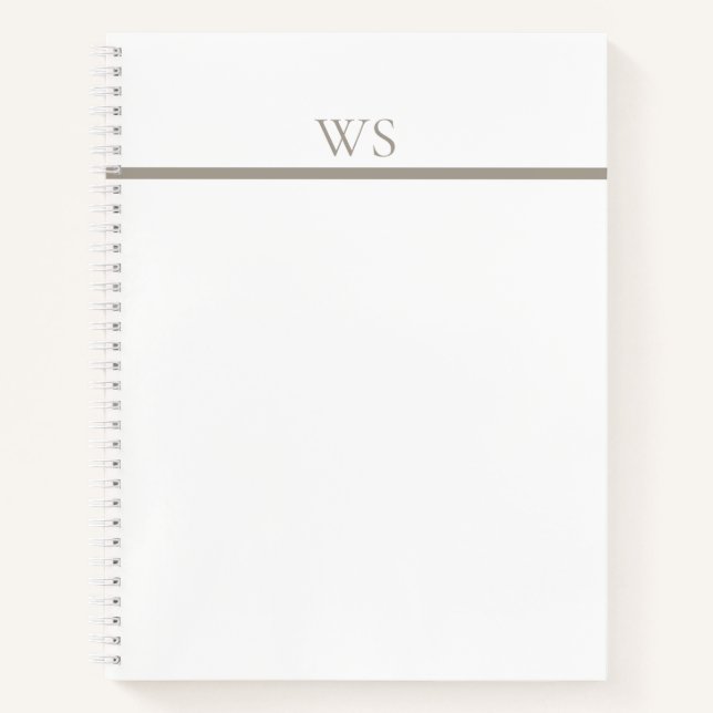 Taupe Bar Monogram Personalised Notebook (Front)