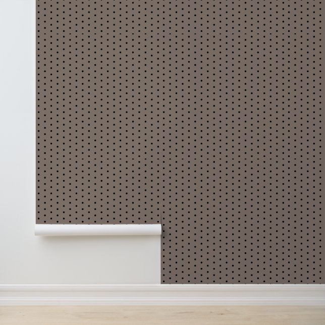 Taupe Beige Black Polka Dots Minimal Simple Wallpaper (Application)