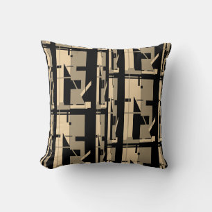 Taupe Beige Black Southwest Look Large Mosaics Cushion