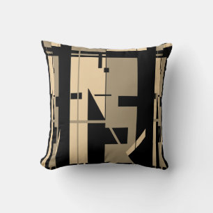 Taupe Beige Black Southwest Look Mosaic Motif Cushion