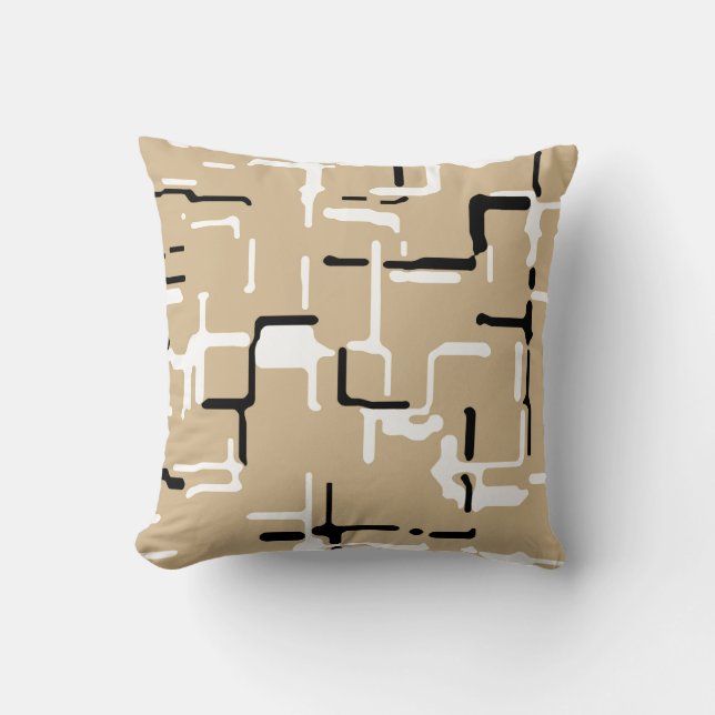 Taupe Beige Black White Cushion (Front)