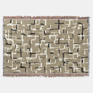 Taupe Beige Black White Throw Blanket