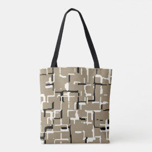Taupe Beige Black White Tote Bag