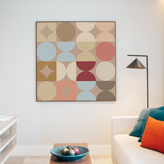 Taupe Beige Blush Pink Light Blue Retro Art Poster (Creator Uploaded)