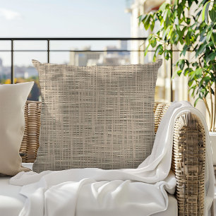 Taupe Beige Brown Faux Jute Fabric Pattern Cushion