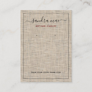 Taupe Beige Linen Texture Jewellery Display Card