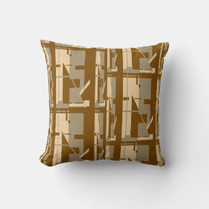 Taupe Beige Rust Southwest Look Uneven Mosaic Cushion