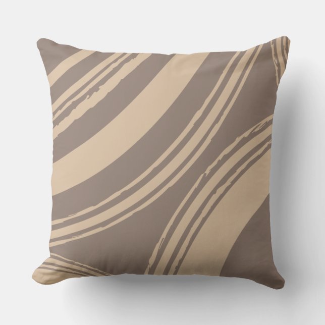 Taupe Beige Wave Circles Cushion (Front)