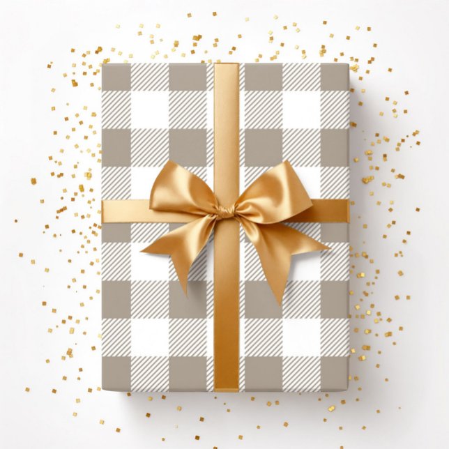 Taupe Beige White Plaid Pattern Wrapping Paper (Taupe Beige White Plaid Pattern Wrapping Paper)