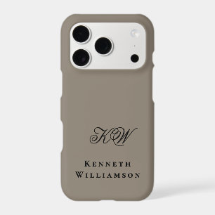 Taupe Black Monogram Name Minimalist Elegant Men 