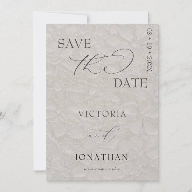 Taupe & Black Simple Elegant  Save The Date (Front)