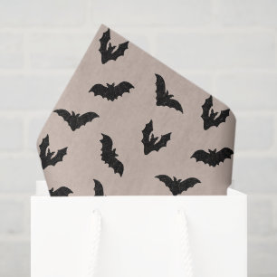 Taupe Black Spooky Bats Haunted Vintage Halloween Tissue Paper
