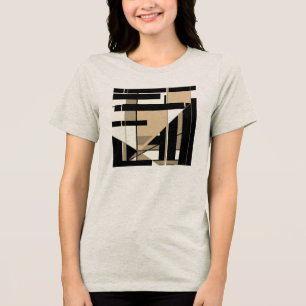 Taupe Black Tan Geometric MCM-like Art Design Tri-Blend Shirt