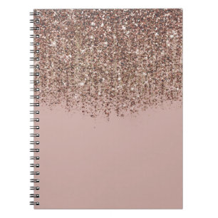 Taupe Blush Pink Bronze Rose Gold Glitter Glam Notebook