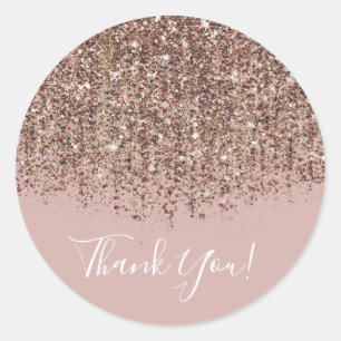 Taupe Blush Pink Bronze Rose Gold Glitter Party Classic Round Sticker