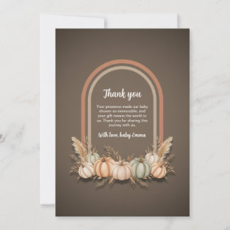Taupe Boho Arch Pumpkin Fall Baby Shower Thank You