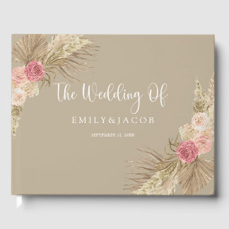 Taupe Boho Floral Wedding Guest Book