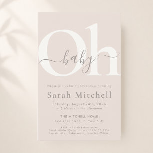 Taupe Boho Modern Minimalist Oh Baby Shower Budget Flyer
